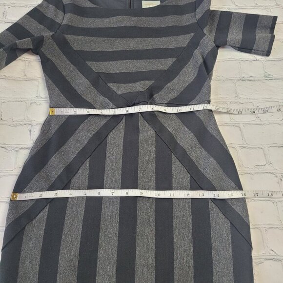 Maeve Anthropology Dress Gray Black Slimming Stripe Pencil Office Party size 6 - Picture 6 of 13